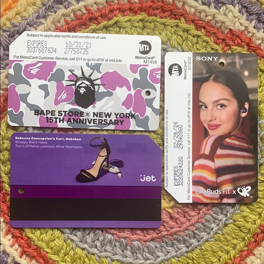 LinkBuds Olivia Rodrigo, jet & BAPE NYC MTA 15TH ANNIVERSARY Metrocards